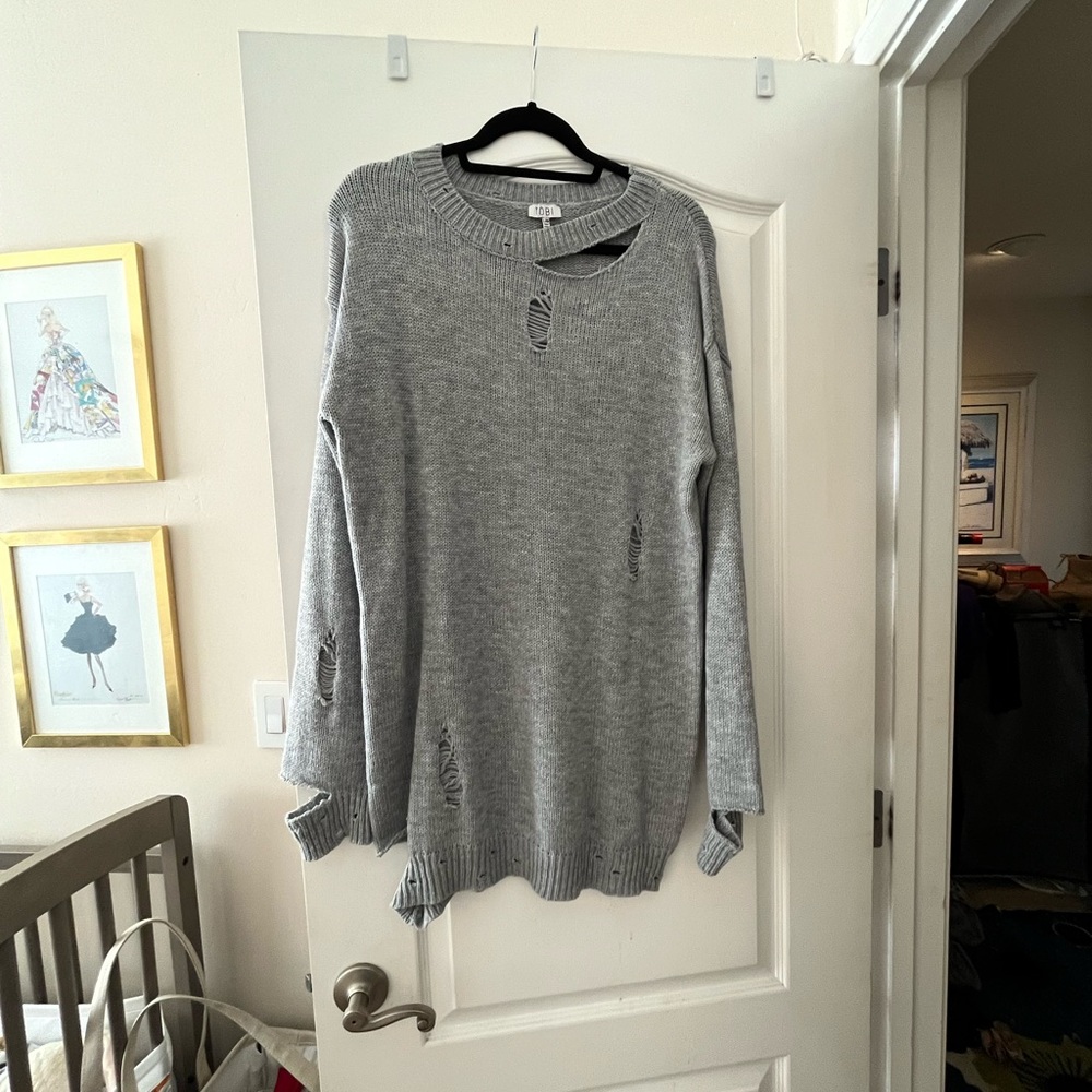 Distressed Gray Sweater Dress size Large